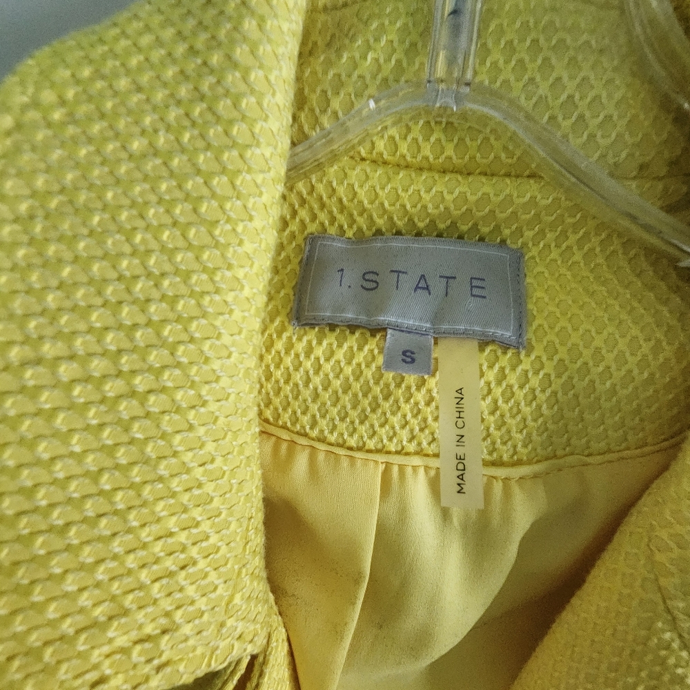NWT 1. State Yellow Tailored Blazer W/ Convertable Slerves Zippers - Picture 4 of 6